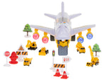 Avion transportor + 6 mașini vehicule de construcții lateral/față
