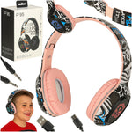 Căști wireless Bluetooth RGB Gaming Sport 200mAh On-Ear roz