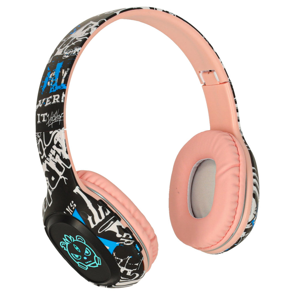 Căști wireless Bluetooth RGB Gaming Sport 200mAh On-Ear roz