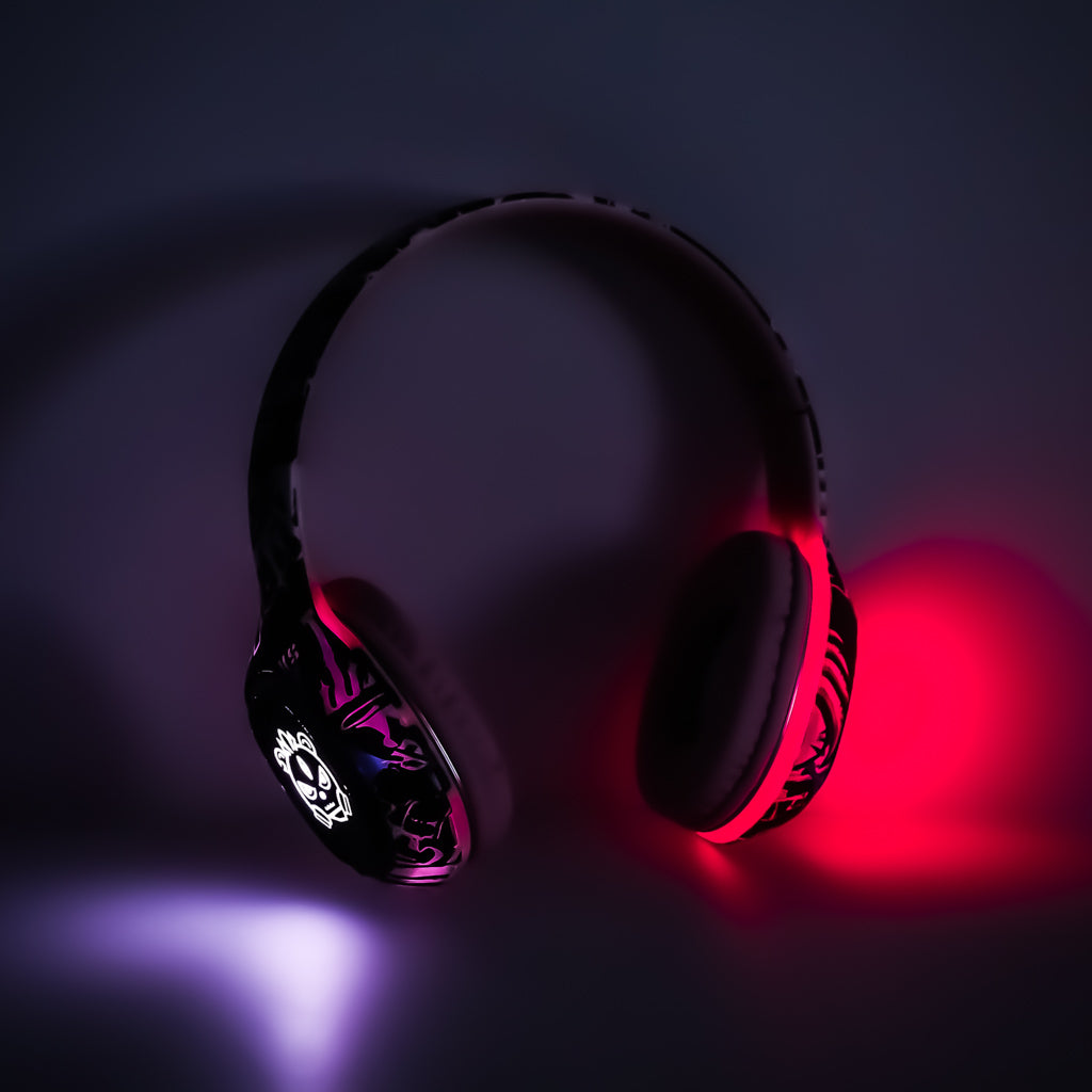 Căști wireless Bluetooth RGB Gaming Sport 200mAh On-Ear roz