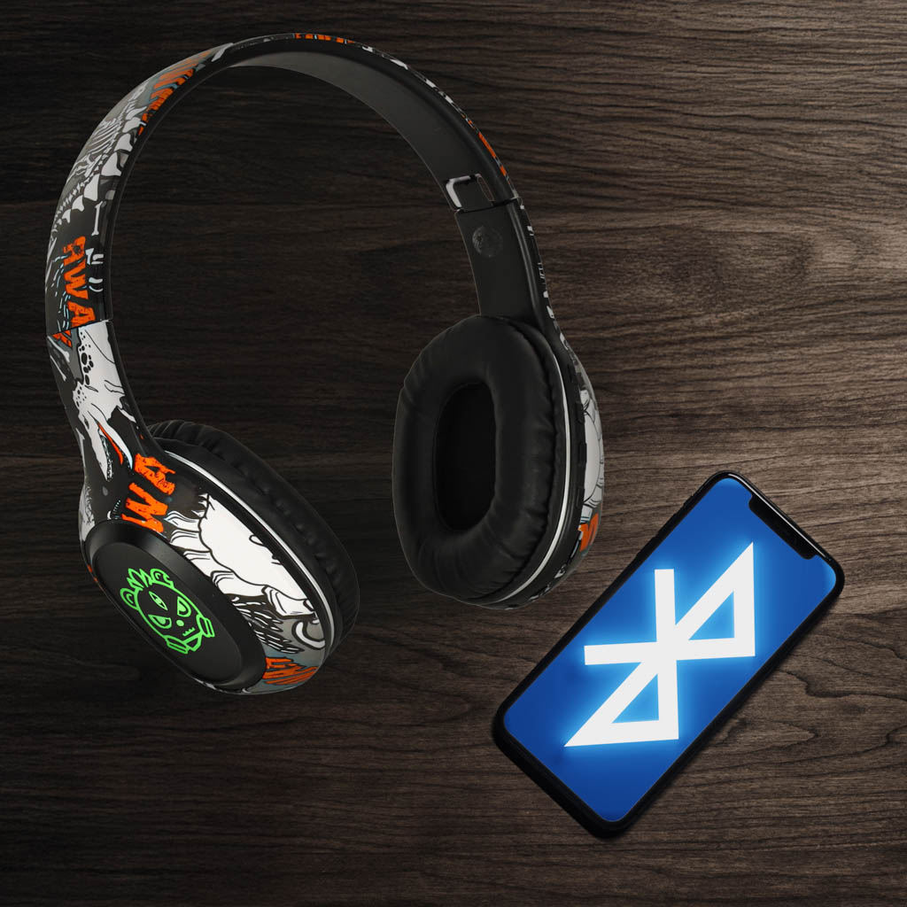 Căști wireless Bluetooth RGB Gaming Sport Over-Ear 200mAh Negre