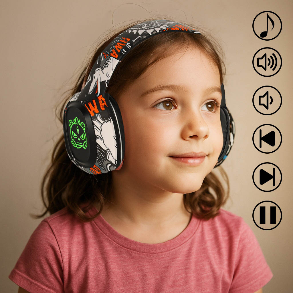 Căști wireless Bluetooth RGB Gaming Sport Over-Ear 200mAh Negre