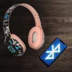 Căști wireless Bluetooth RGB Gaming Sport 200mAh On-Ear roz