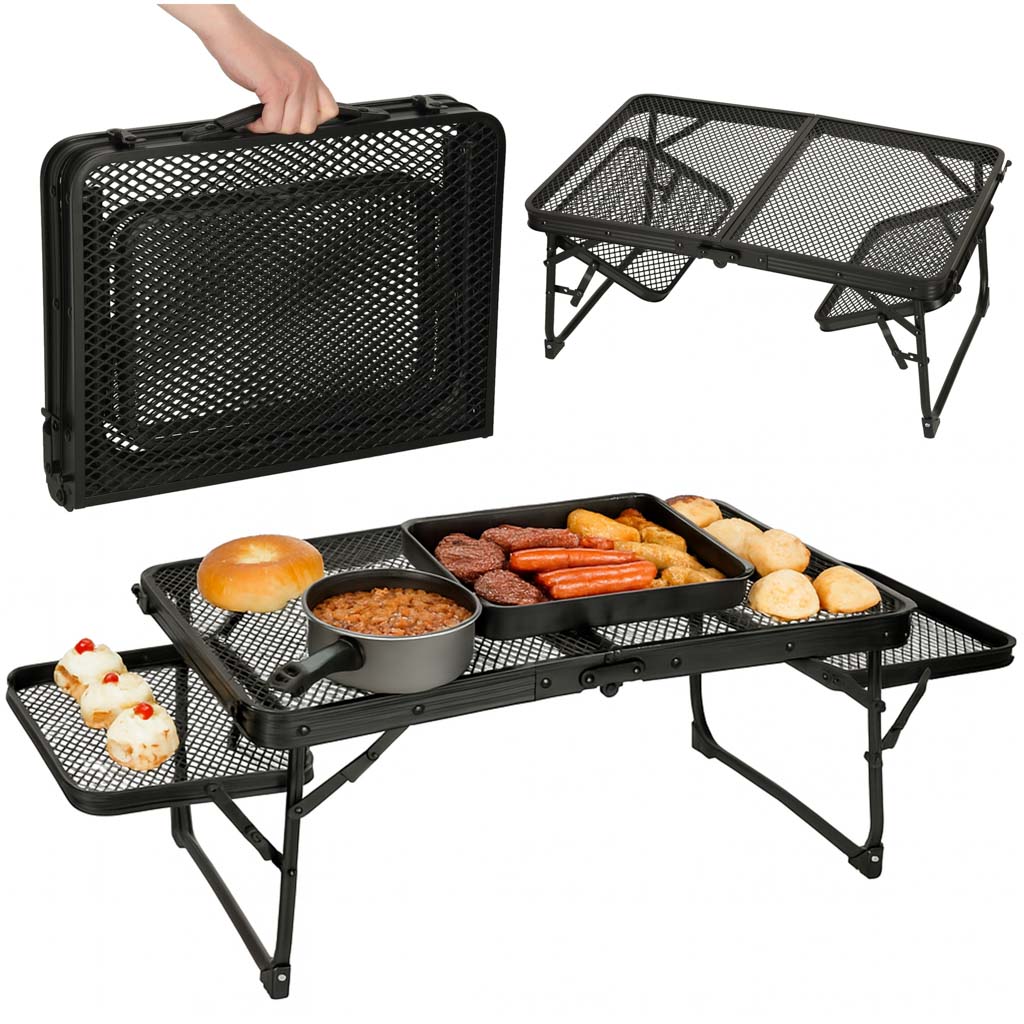 Masă de camping LUARO pentru catering, pliabilă, 87 x 60 x 40 x 27 cm