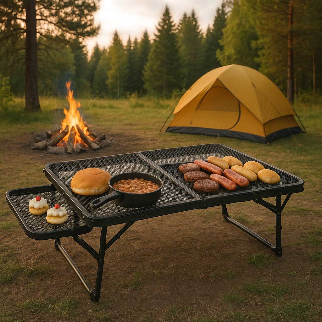 Masă de camping LUARO pentru catering, pliabilă, 87 x 60 x 40 x 27 cm