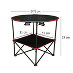 Masă de camping portabilă, pliabilă, cu husă, 72 cm x 72 cm