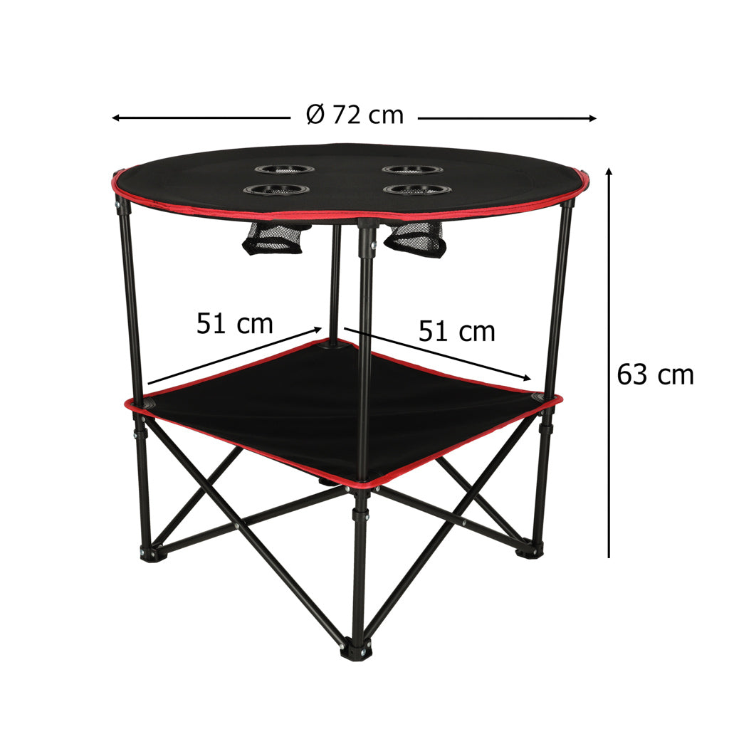 Masă de camping portabilă, pliabilă, cu husă, 72 cm x 72 cm