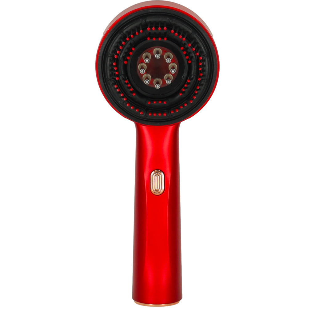 Perie de masaj pentru scalp, aplicator de ulei USB, roșu