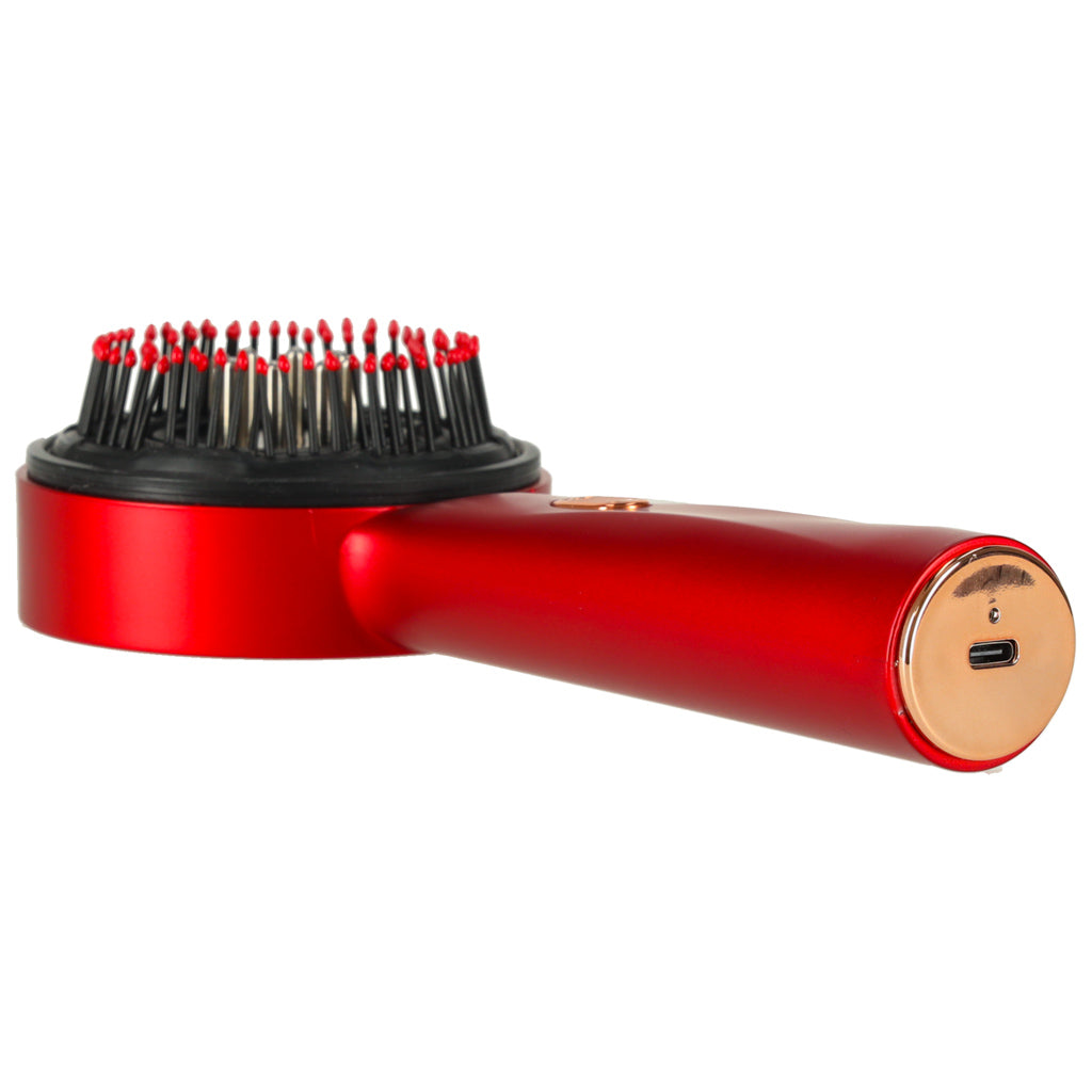 Perie de masaj pentru scalp, aplicator de ulei USB, roșu