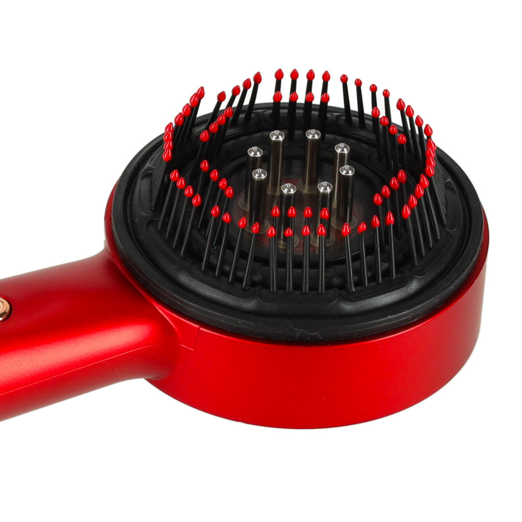 Perie de masaj pentru scalp, aplicator de ulei USB, roșu