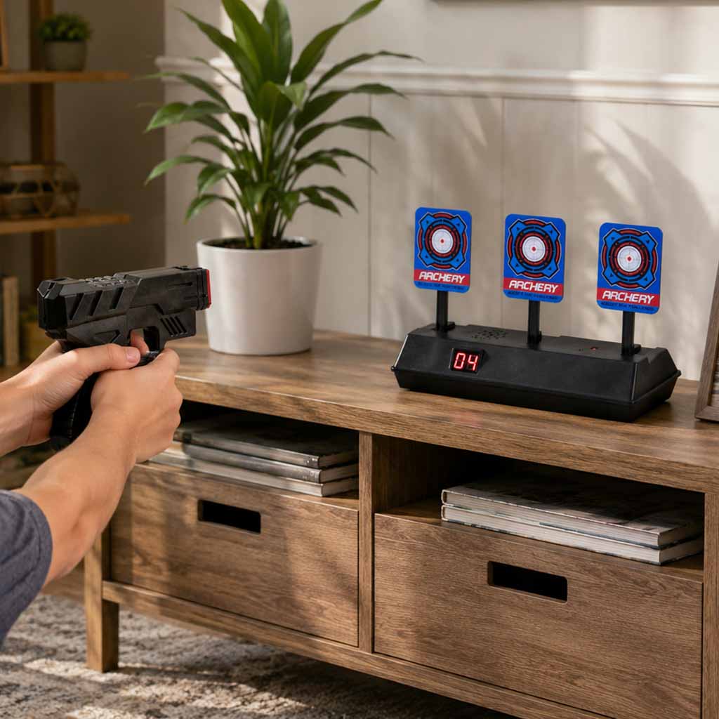 Lansator electronic de puști, poligon de tragere cu 3 ținte, numărător digital