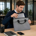 Geantă de umăr pentru laptop de 15,6 inch, servietă business pentru femei, bărbați, gri