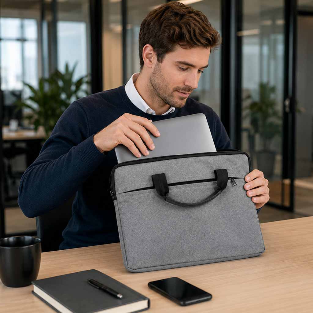 Geantă de umăr pentru laptop de 15,6 inch, servietă business pentru femei, bărbați, gri