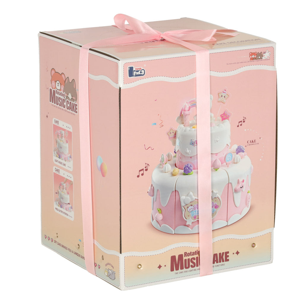 Tort de ziua de naștere, multistrat, tăiabil cu velcro, muzică, lumini, bucătărie, 16 bucăți, roz