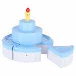 Tort de ziua de naștere cu trei niveluri, pentru tăiat, cu velcro, muzică și lumini, 117 bucăți, albastru