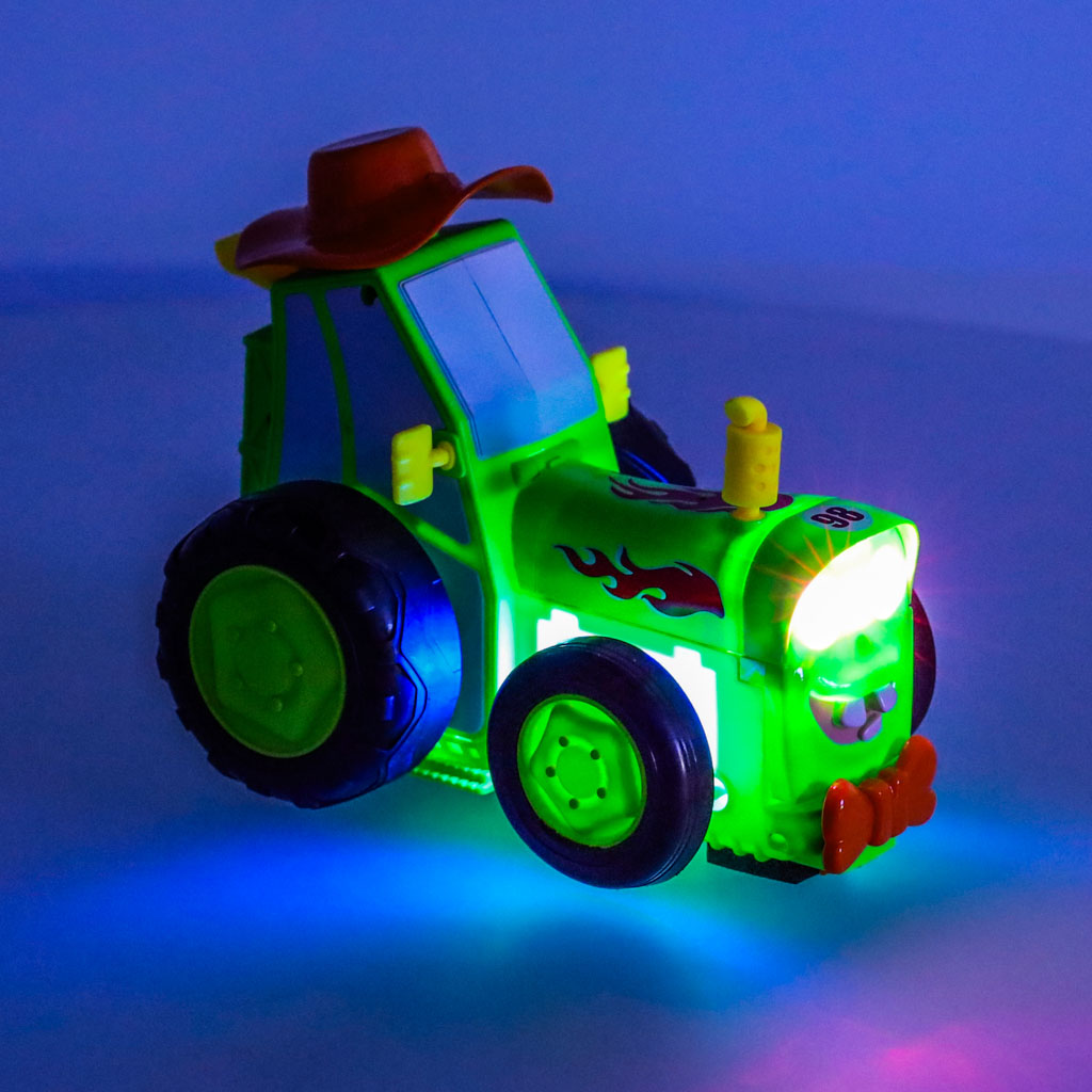 Tractor cu telecomandă RC, sărituri, dans, sunet verde
