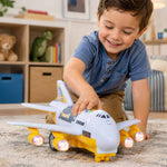 Avion transportor + 6 mașini vehicule de construcții lateral/față