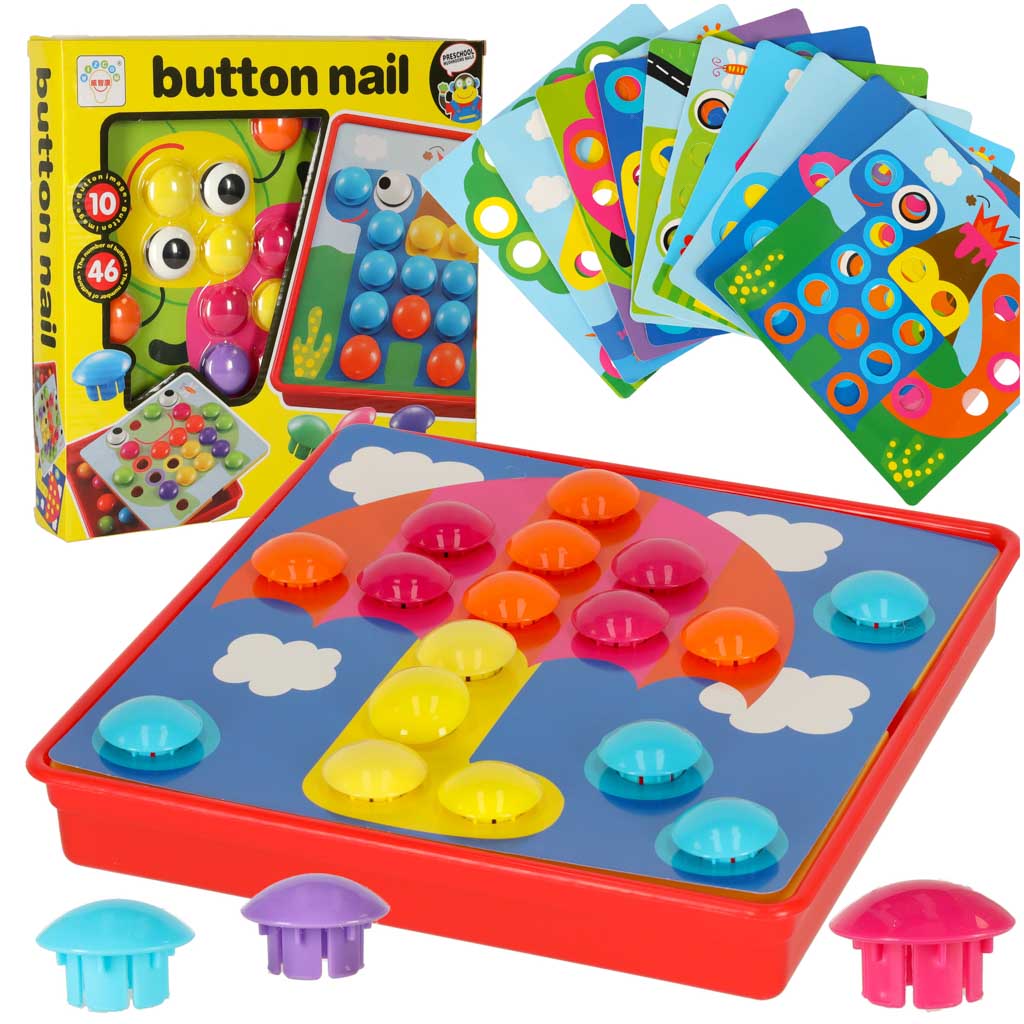 Puzzle educativ Button Mosaic pentru antrenamentul mâinilor, 57 de piese.