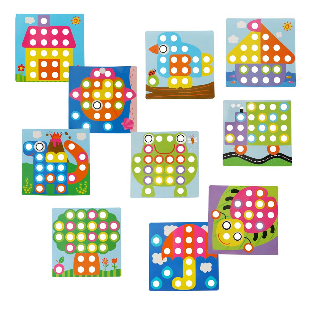Puzzle educativ Button Mosaic pentru antrenamentul mâinilor, 57 de piese.