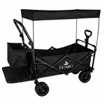 Cărucior de plajă pliabil LUARO cu copertină și plasă, 120l, negru