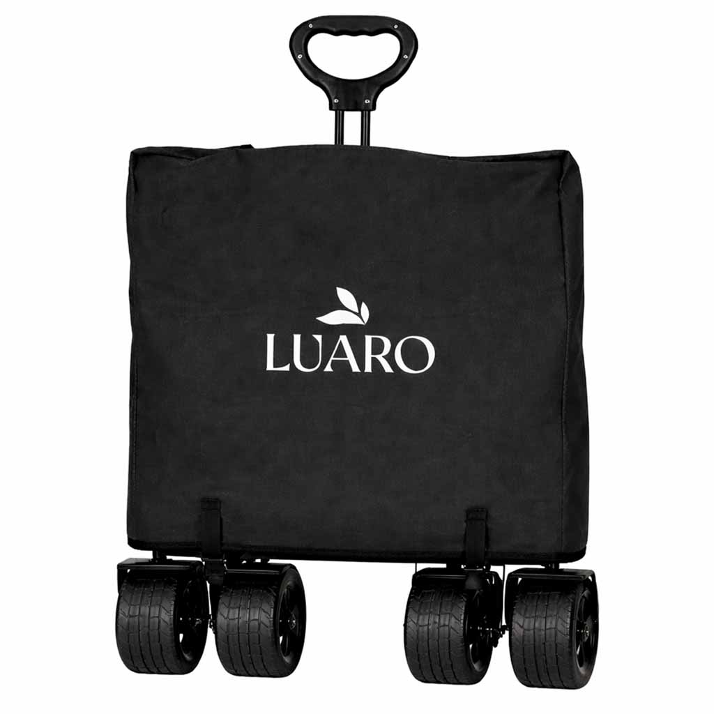 Cărucior de plajă pliabil LUARO cu copertină și plasă, 120l, negru