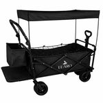 Cărucior de plajă pliabil LUARO cu copertină și plasă, 120l, negru