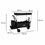 Cărucior de plajă pliabil LUARO cu copertină și plasă, 120l, negru