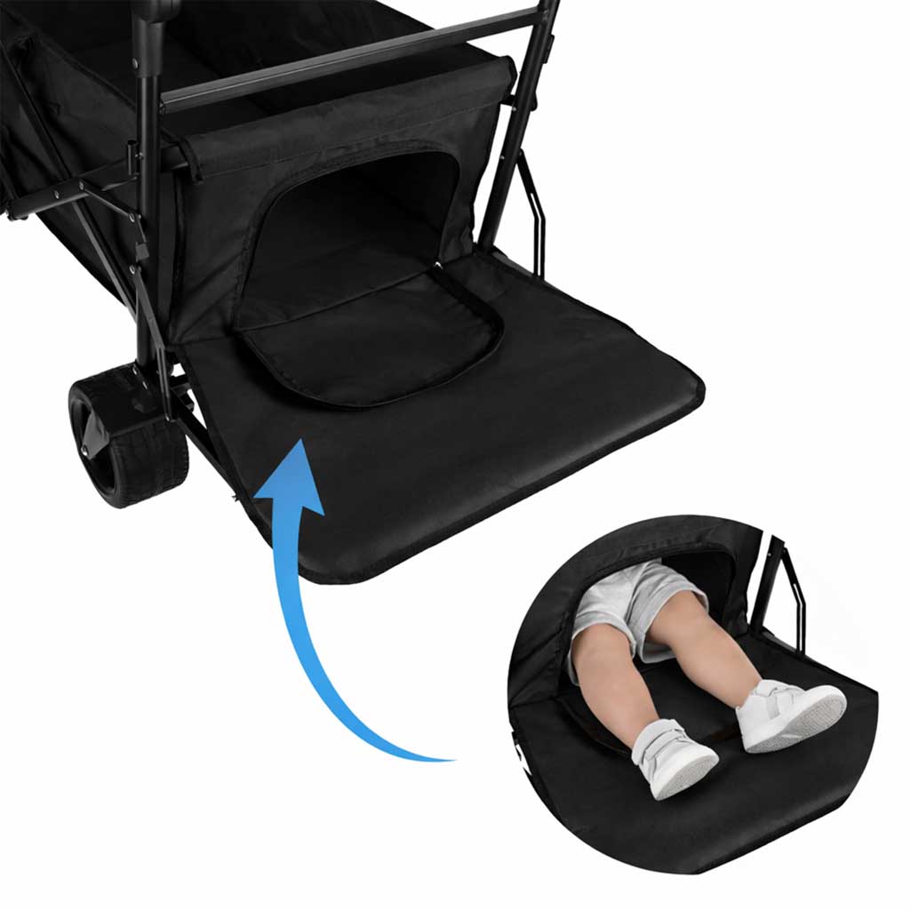 Cărucior de plajă pliabil LUARO cu copertină și plasă, 120l, negru