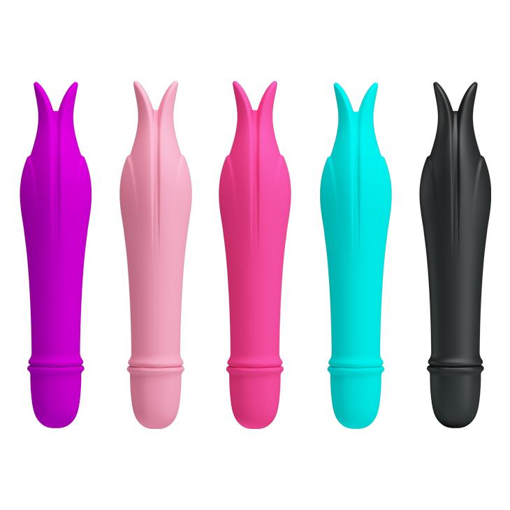 Mini vibrator din silicon Pretty Love cu 10 funcții, funcționează cu baterii AAA