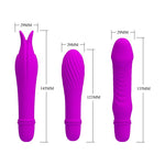 Mini vibrator din silicon Pretty Love cu 10 funcții, funcționează cu baterii AAA