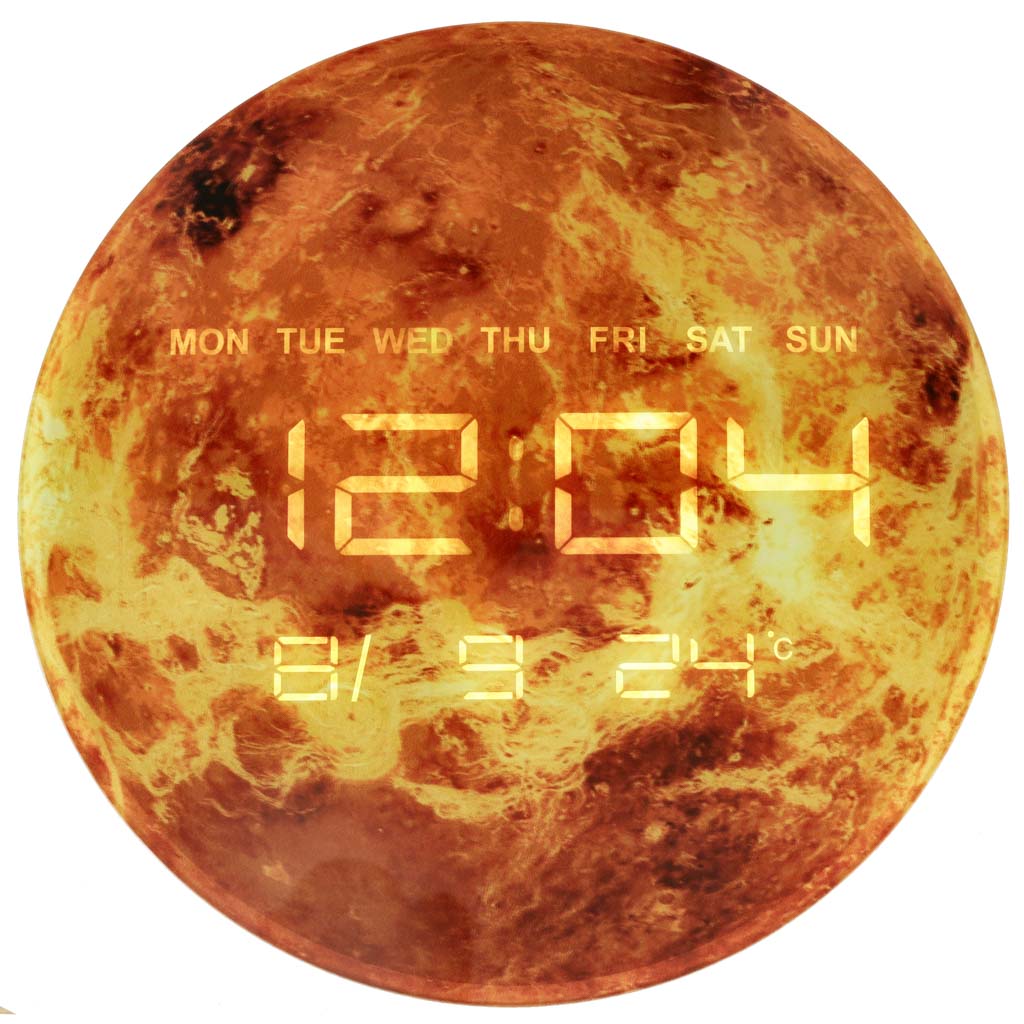 Ceas de perete Planet Mars cu afișaj LED 32 cm portocaliu
