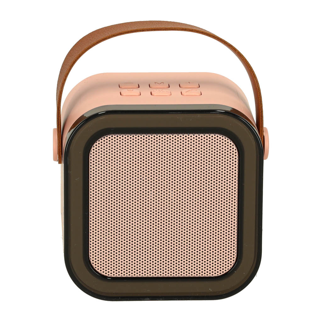 Boxă karaoke Bluetooth cu 2 microfoane, USB, LED, 6 W, roz