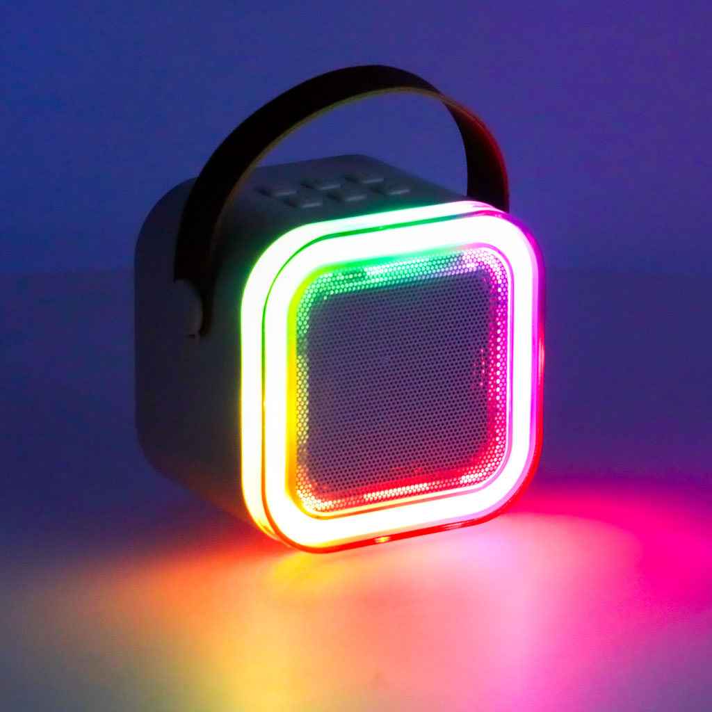 Boxă karaoke Bluetooth cu 2 microfoane, USB, LED, 6 W, roz