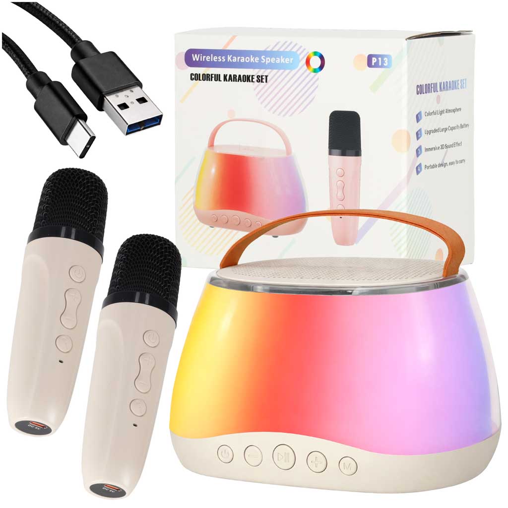 Set karaoke difuzor Bluetooth LED RGB 2 microfoane USB