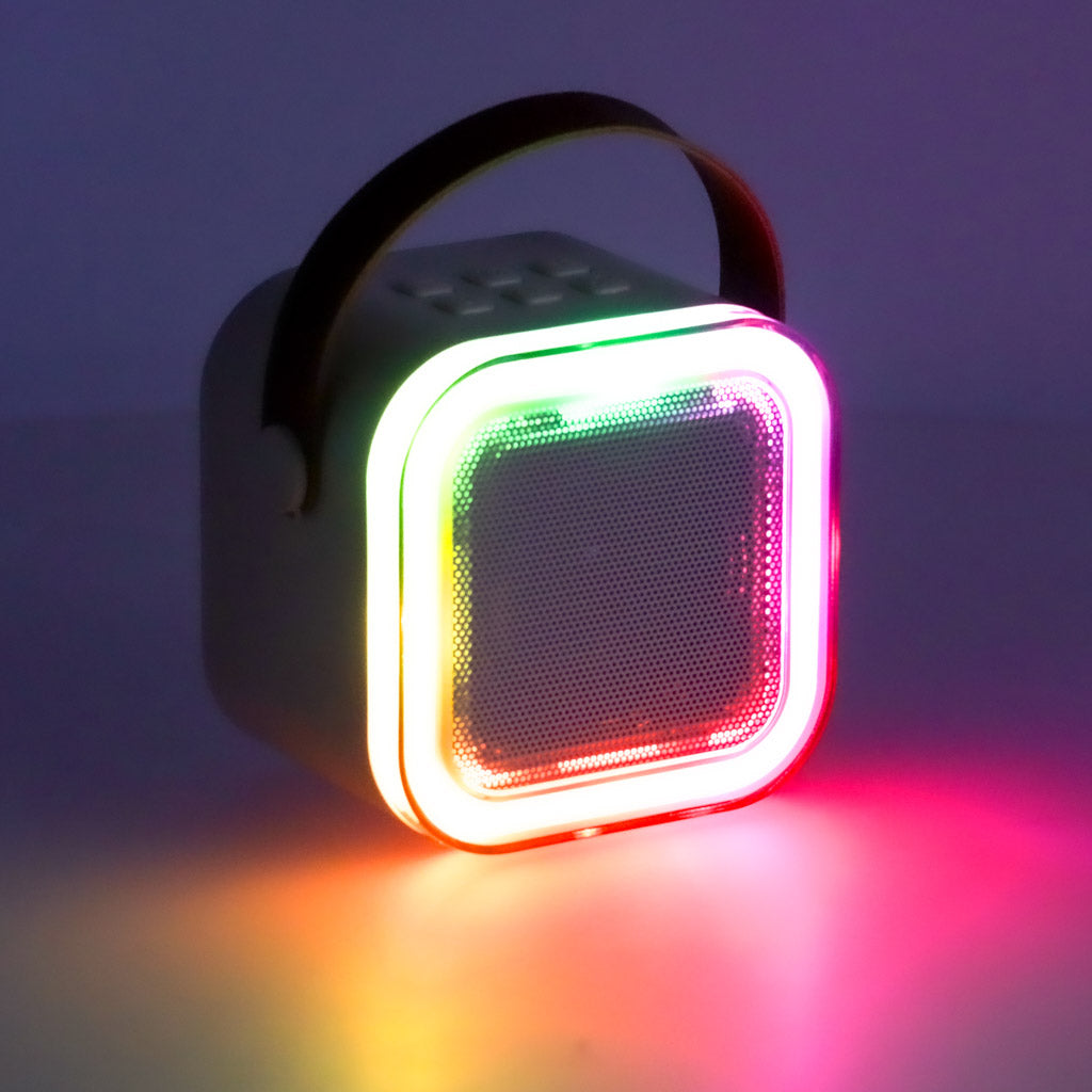Set karaoke difuzor Bluetooth cu microfon USB LED bej