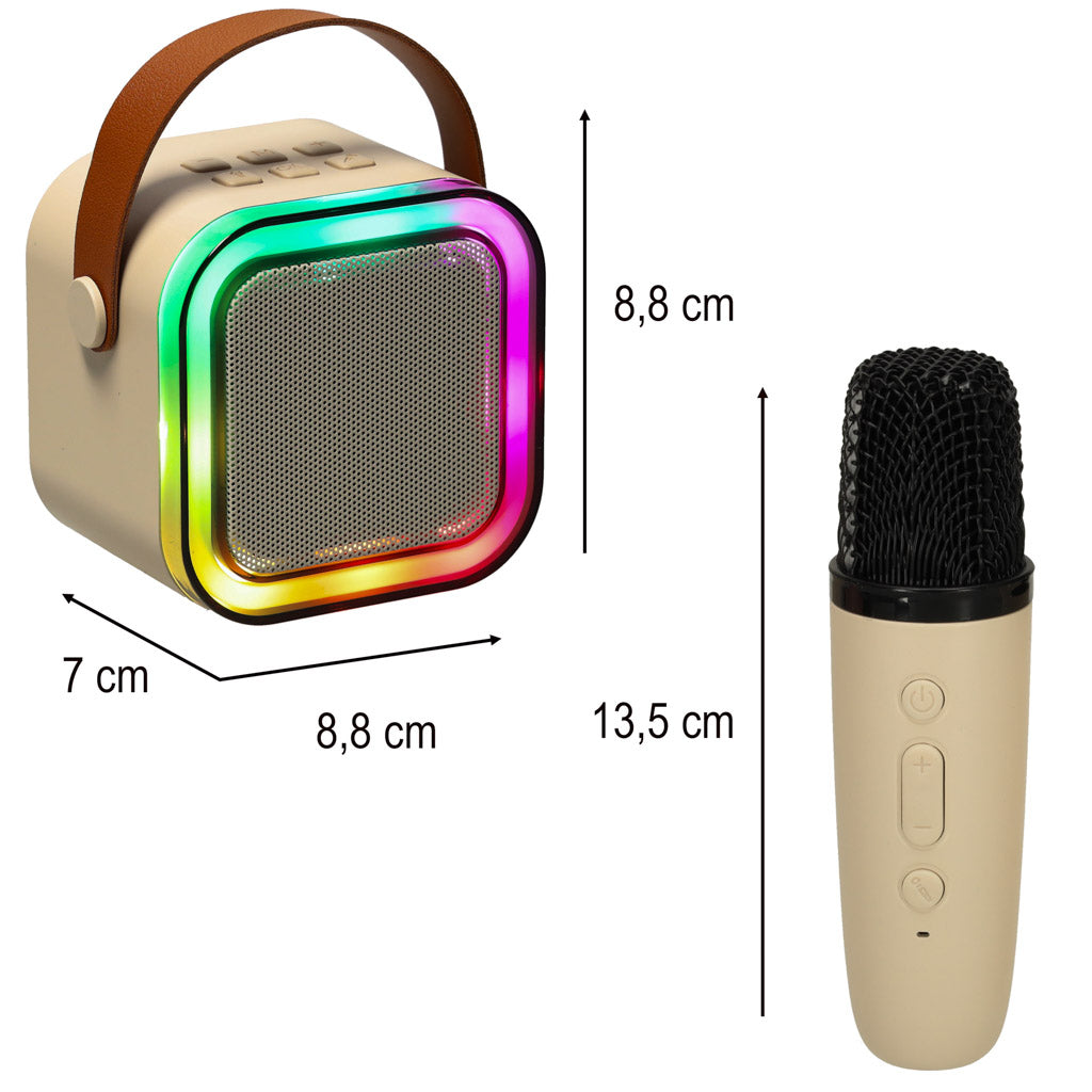 Set karaoke difuzor Bluetooth cu microfon USB LED bej
