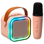 Set karaoke cu difuzor Bluetooth, microfon USB cu LED roz