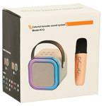 Set karaoke cu difuzor Bluetooth, microfon USB cu LED roz