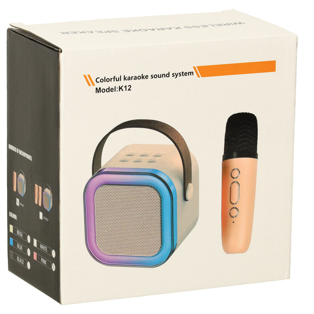 Set karaoke cu difuzor Bluetooth, microfon USB cu LED roz