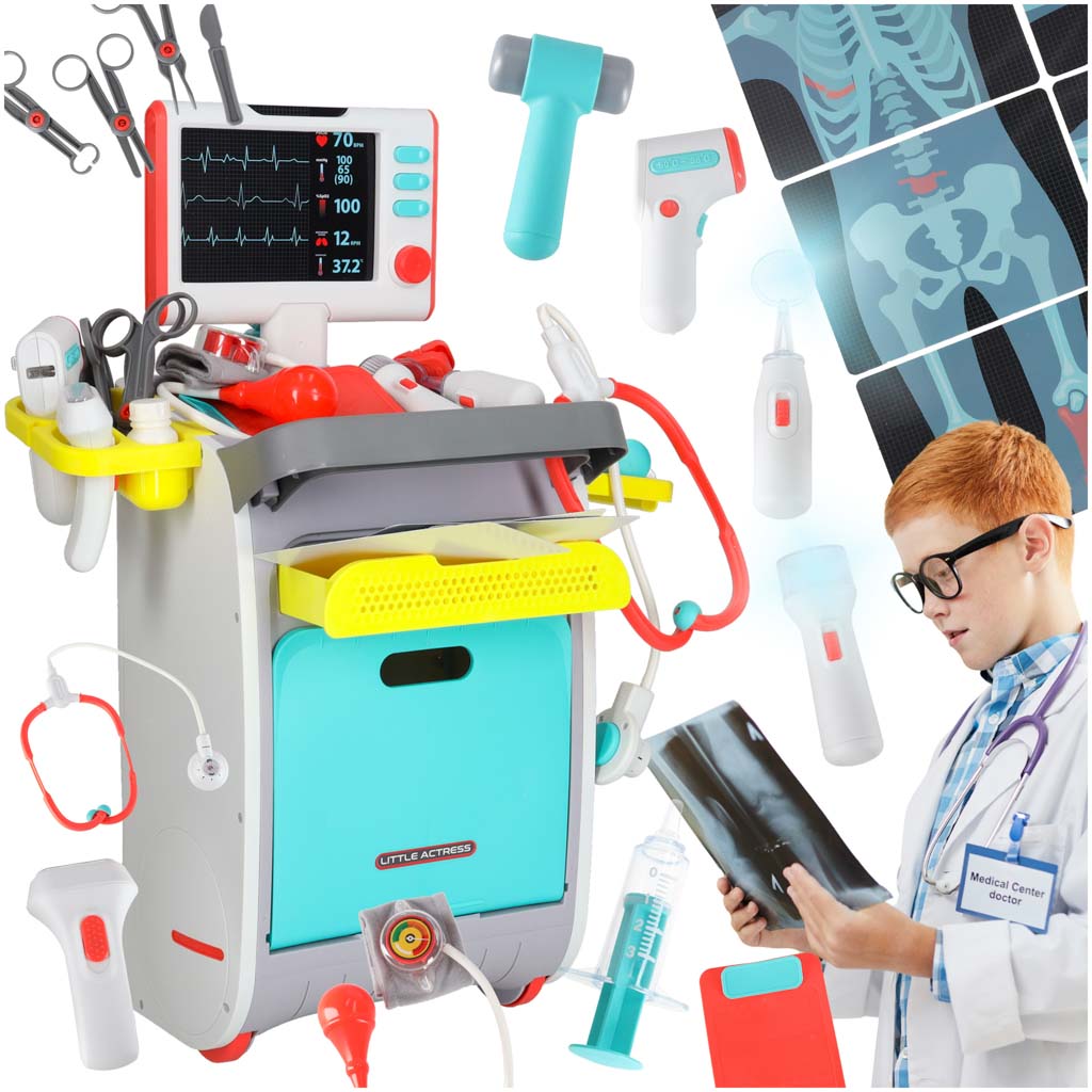 Set mare de doctor stație medicală doctor mic ekg radiografie lumină sunet