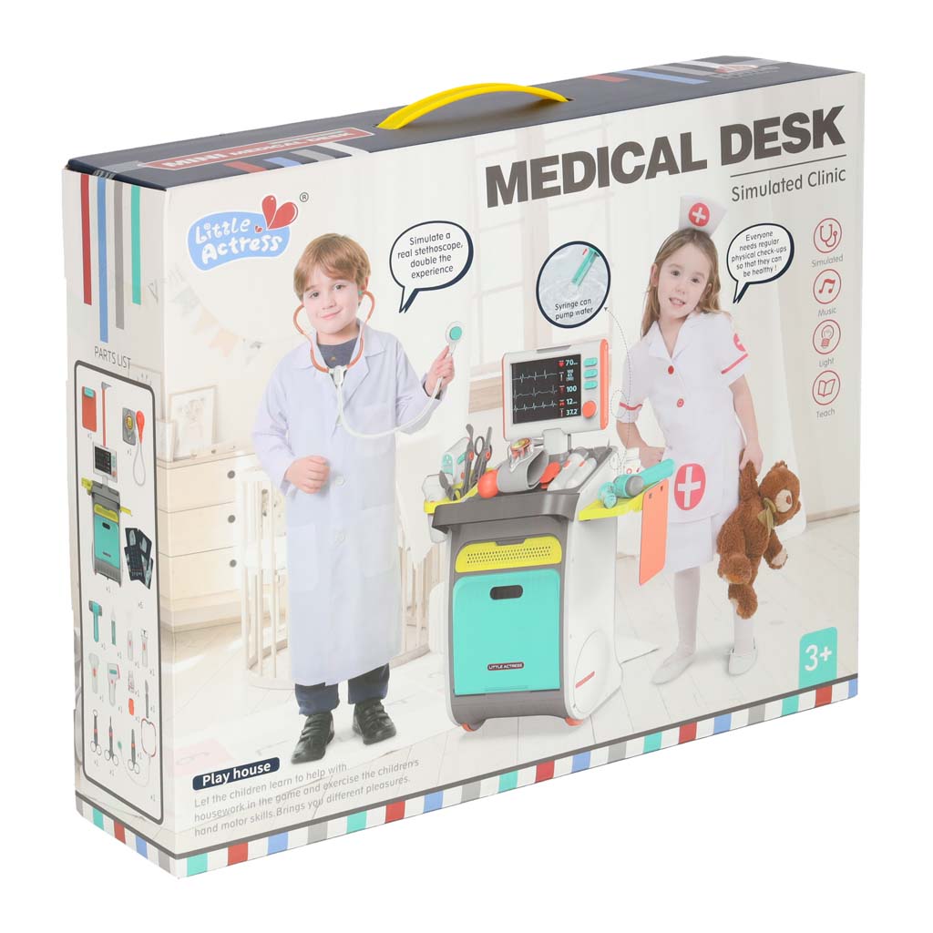 Set mare de doctor stație medicală doctor mic ekg radiografie lumină sunet