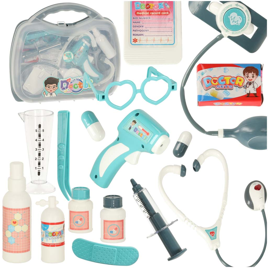 Set de doctor într-o valiză, doctoriț mic, accesorii, sunet, lumină