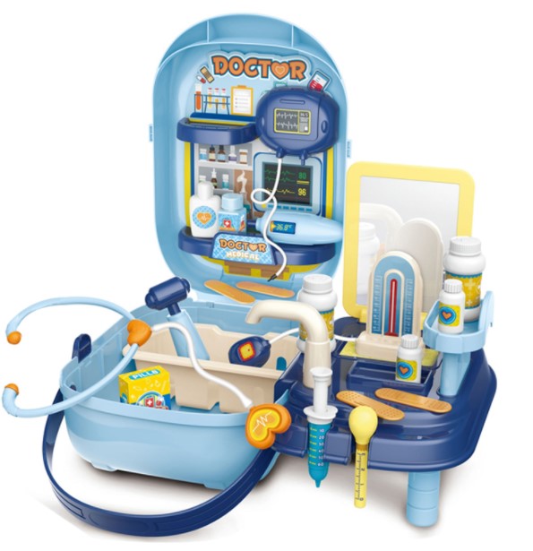 Set de medic cu accesorii într-o cutie cu 34 de piese + masă
