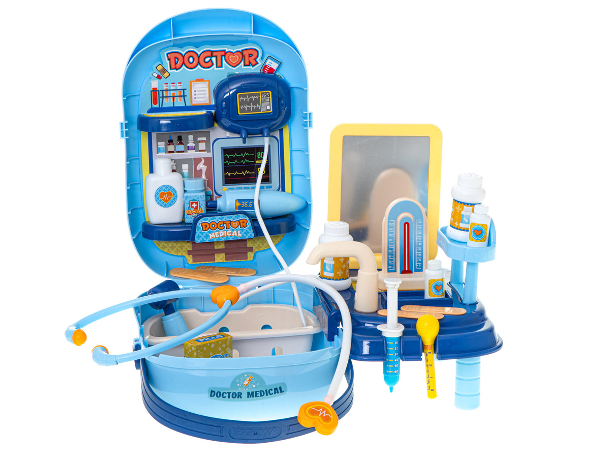 Set de medic cu accesorii într-o cutie cu 34 de piese + masă