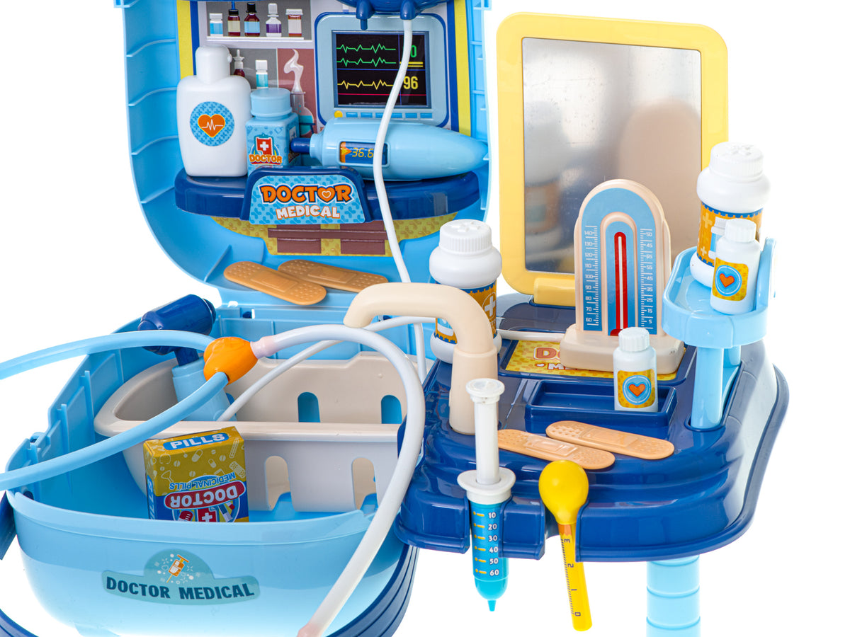 Set de medic cu accesorii într-o cutie cu 34 de piese + masă