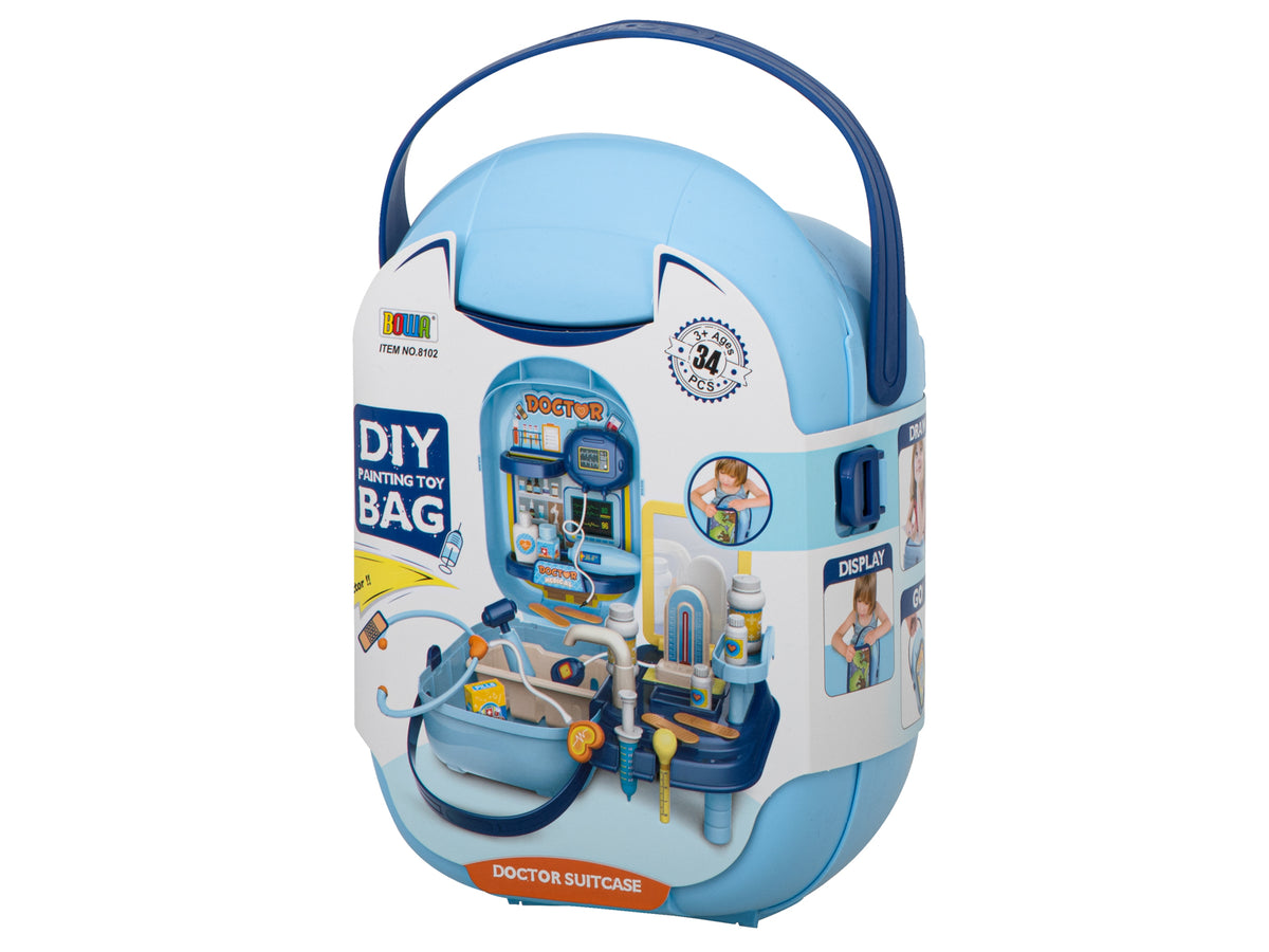 Set de medic cu accesorii într-o cutie cu 34 de piese + masă