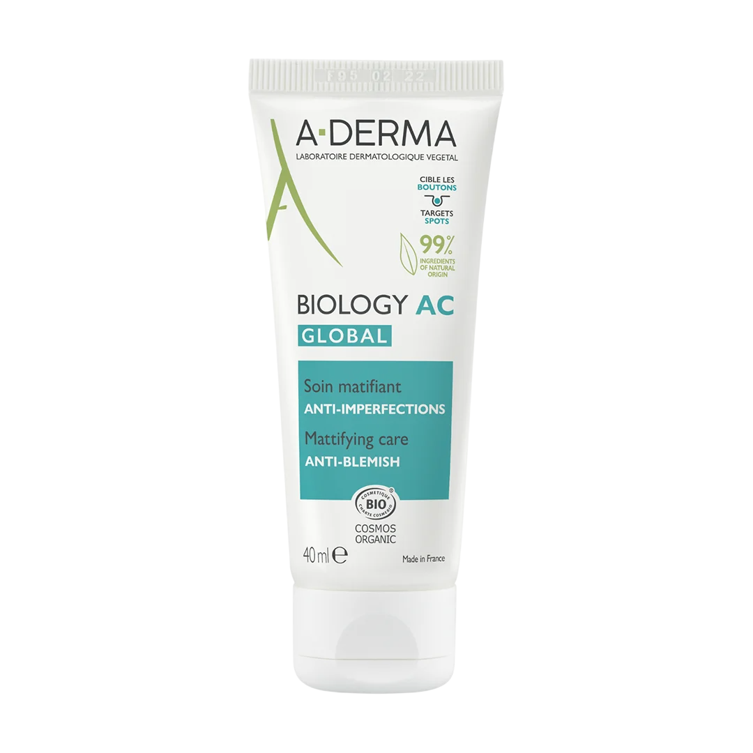 A-Derma, Biology AC, Anti-Imperfecțiuni, Zi, Cremă pentru tratament local, Acnee, Față, 40 ml