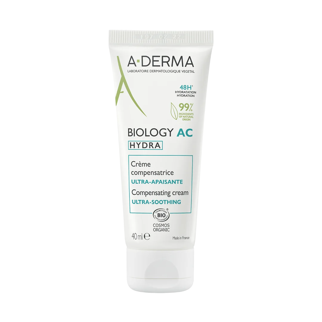 A-Derma, Biology AC Hydra, Vegan, Calmant, Zilnic, Smântână, Piele, 40 ml