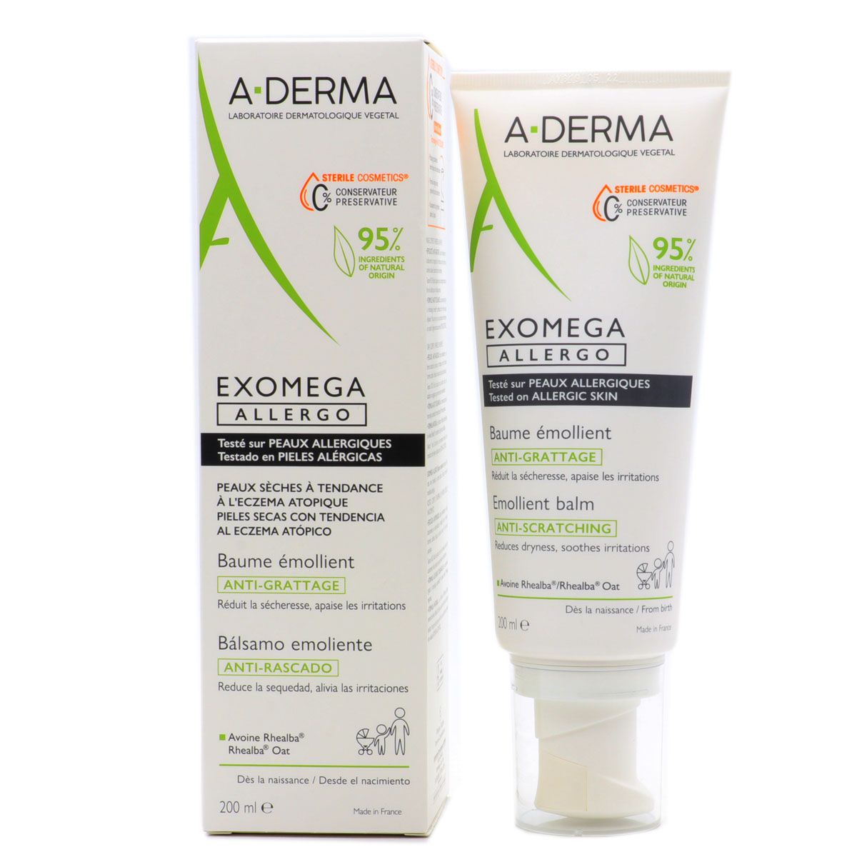 A-Derma, Exomega Allegro, Emolient, Balsam, Pentru față, 200 ml