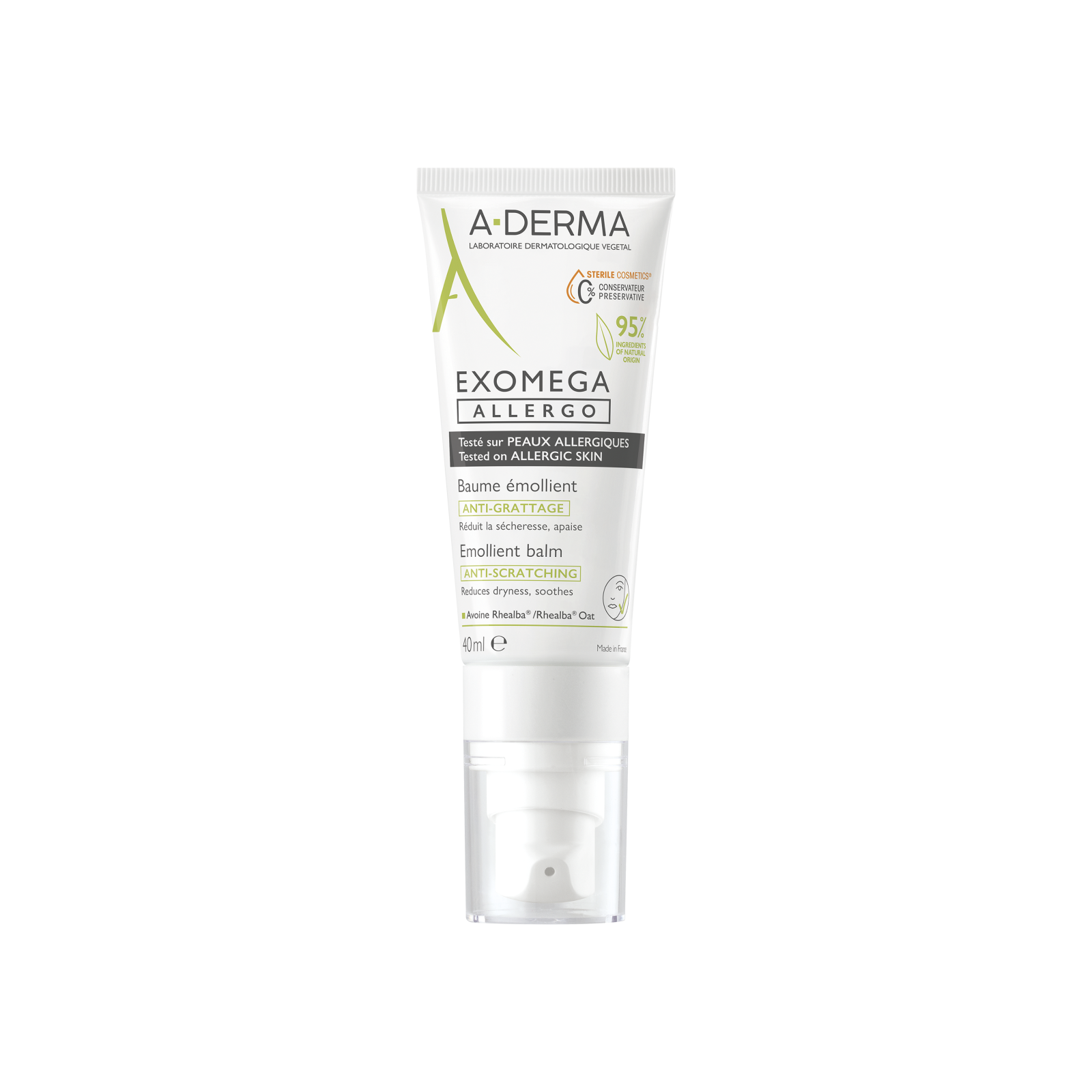 A-Derma, Exomega Allegro, Emolient, Balsam, Pentru față, 40 ml